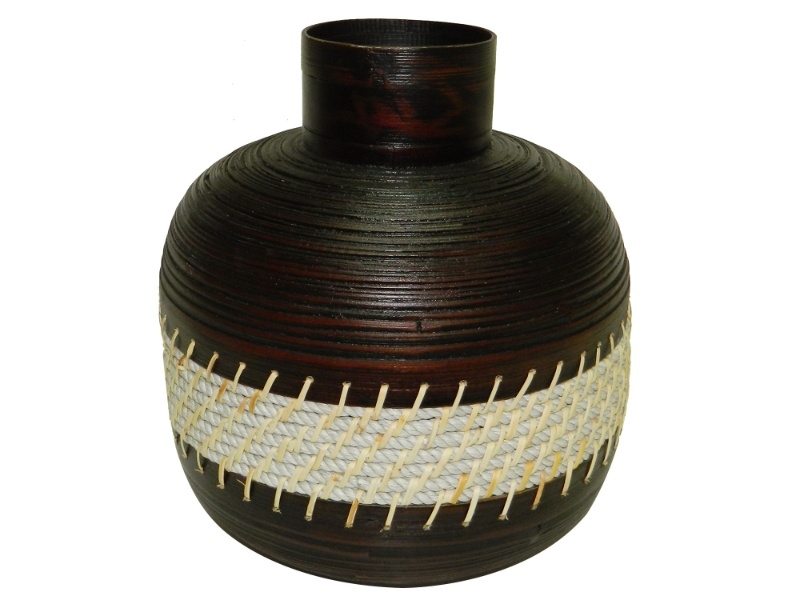 Exquisite Bamboo Decor Vase with Braided Rope Band - Eco-friendly Tabletop Accent